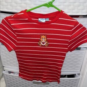 Red Striped Shirt with Care Bear Patch